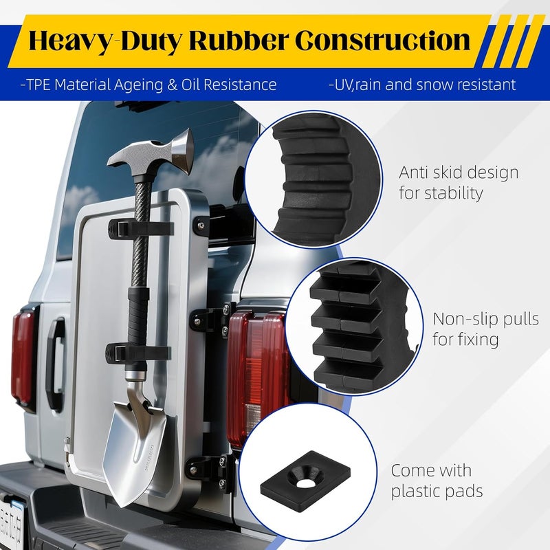 KRYONIX Rubber Clamp (4 Pack) Adjustable Non-Slip Quick Release Mount, Fits 1" - 2-1/4" Diameter Handles, Heavy-Duty Tool Holder for Garage, Truck, RV, Boat, or Workshop - Image 3